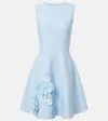 Oscar De La Renta Peony Sequin Embroidered Sleeveless Fit & Flare Dress In Blue
