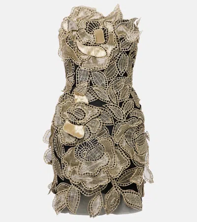 Oscar De La Renta Floral-appliqué Tulle Minidress