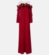 Oscar De La Renta Embellished Mesh-trimmed Crepe Gown In Red