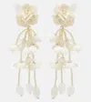 Oscar De La Renta Floral Beaded Drop Earrings In White