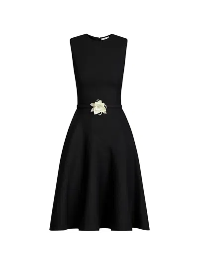 Oscar De La Renta Floral Belt Sleeveless Dress In Multi