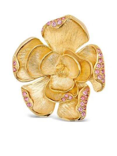Oscar De La Renta Floral Brooch In Gold