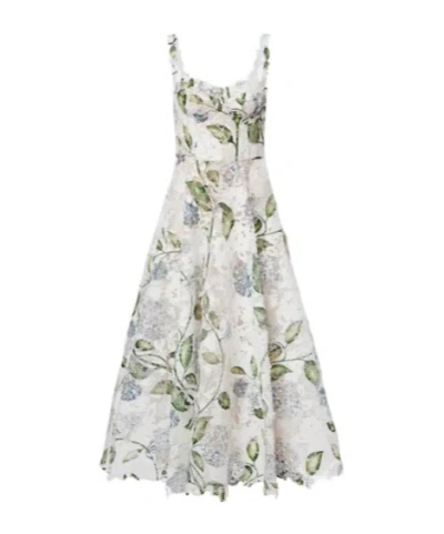 Oscar De La Renta Floral Bustier Gown In Multi