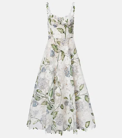 Oscar De La Renta Floral Bustier Gown In White