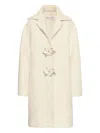 Oscar De La Renta Floral-button Bouclé Coat In Neutral