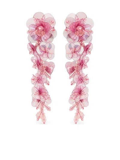 Oscar De La Renta Floral-cascade Dangling Earrings In Pink