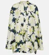 Oscar De La Renta Floral Cotton-blend Blouse In White