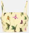 Oscar De La Renta Orchid Cotton Poplin Cropped Tank In Yellow