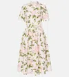 Oscar De La Renta Floral Cotton-blend Poplin Midi Dress In Pink