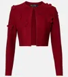 Oscar De La Renta Floral Cropped Cardigan In Red