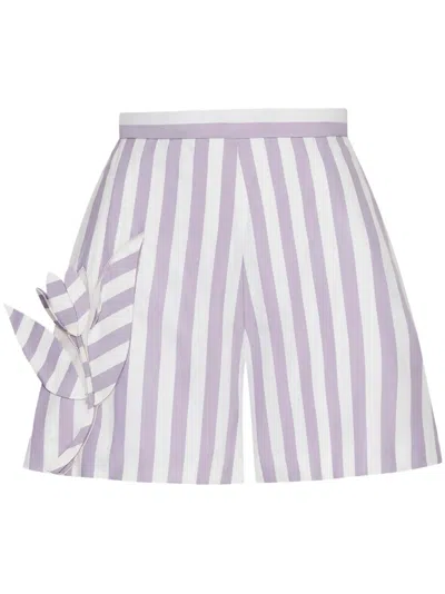 Oscar De La Renta Floral Cut-out Shorts In Purple