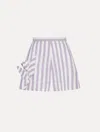 Oscar De La Renta Floral Cutout Striped Shorts