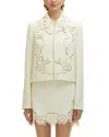 Oscar De La Renta English Rose Cutout Tweed Jacket In Ivory