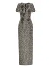 Oscar De La Renta Floral-detail Tweed Maxi Dress In Multi