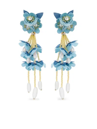 Oscar De La Renta Floral-drop Earrings In Blue