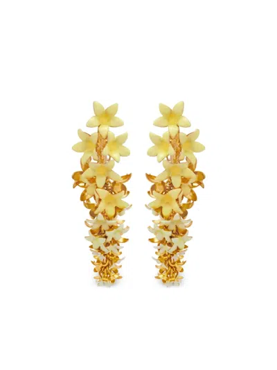 Oscar De La Renta Floral Drop Earrings In Gold