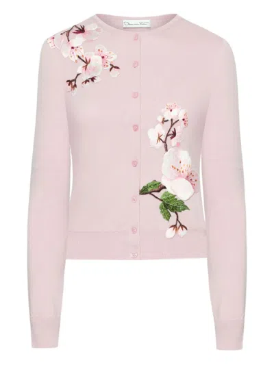 OSCAR DE LA RENTA FLORAL-EMBELLISHED CARDIGAN