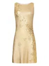 Oscar De La Renta Foiled Lace Embroidered Knit Sleeveless Mini Dress In Gold