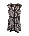 Oscar De La Renta Floral Embellished Sleeveless Dress In Brown Silk In Brown