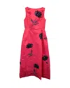 Oscar De La Renta Floral Embellished Sleeveless Dress In Red Silk In Red