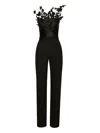 Oscar De La Renta Floral-embroidered Jumpsuit
