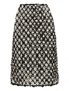 Oscar De La Renta Sequin Floret Embroidered Skirt In Black