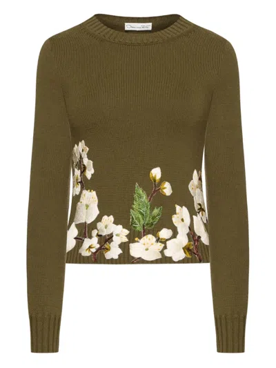 Oscar De La Renta Floral-embroidered Sweater