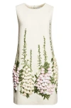 Oscar De La Renta Floral Embroidered Tweed Dress In Multi