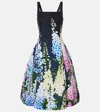 Oscar De La Renta Multi Foxglove Degrade Printed Faille Midi Cocktail Dress In Multi