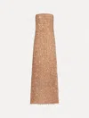 Oscar De La Renta Floral Grid Embroidered Gown In Brown