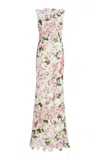 Oscar De La Renta Floral Guipure Gown In Ivory