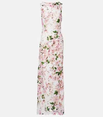 Oscar De La Renta Floral Guipure Lace Gown In Pink
