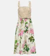 Oscar De La Renta Floral Guipure Lace Midi Dress In Multicoloured