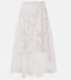 Oscar De La Renta Floral Guipure Lace Midi Skirt In White