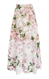 Oscar De La Renta Floral Guipure Midi Skirt In Ivory