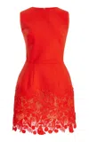 Oscar De La Renta Floral Guipure Mini Dress In Red