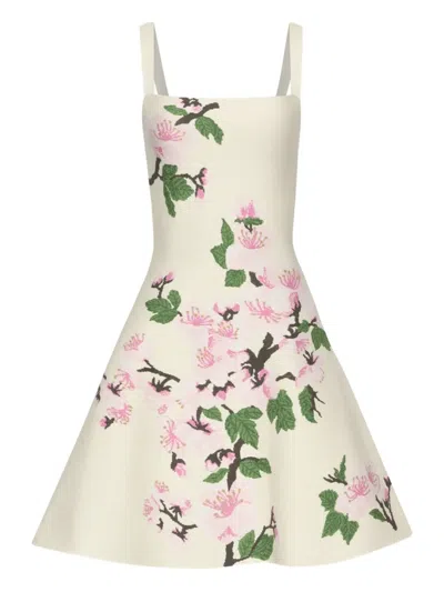 Oscar De La Renta Floral-jacquard Dress In White