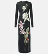 Oscar De La Renta Orchid Long Sleeve Jersey Dress In Multicoloured