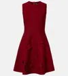 Oscar De La Renta Floral Knitted Minidress In Burgundy