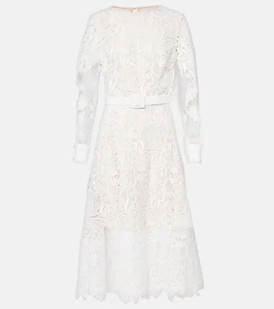 Oscar De La Renta Floral Lace Cocktail Dress In White