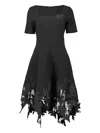 Oscar De La Renta Floral-lace Dress In Black
