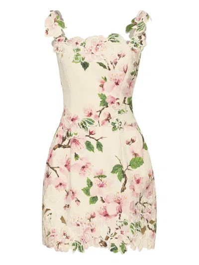 OSCAR DE LA RENTA FLORAL-LACE MINI DRESS