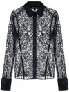 Oscar De La Renta Floral-lace Semi-sheer Shirt In Blue