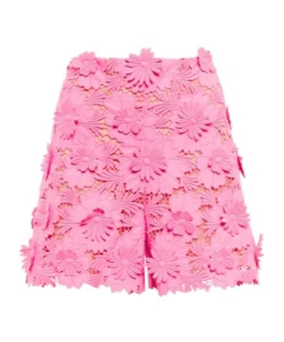 Oscar De La Renta Floral Lace Shorts In Pink