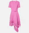 Oscar De La Renta Applique Floral Belted Dress In Pink