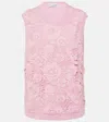 Oscar De La Renta Floral Guipure Inset Knit Tank Top In Pink