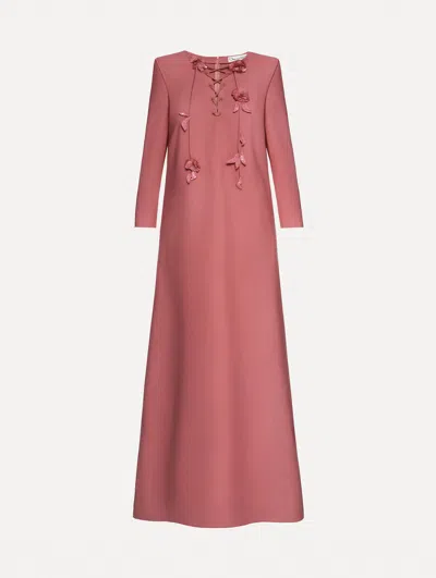 Oscar De La Renta Lace-up Floral Maxi Dress In Pink