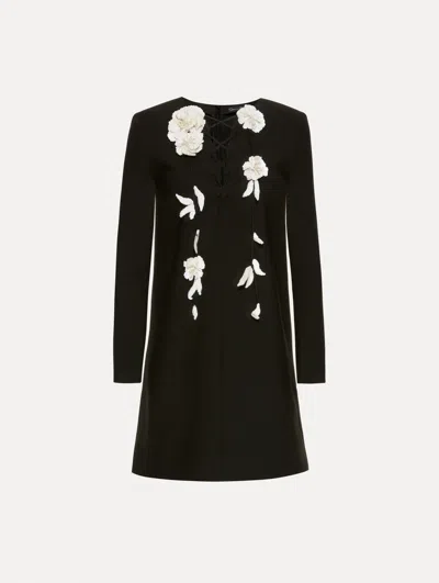 OSCAR DE LA RENTA FLORAL LACE-UP SHIFT DRESS