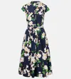 Oscar De La Renta Floral Pleated Cotton-blend Midi Dress
