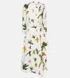 Oscar De La Renta Floral Pleated Cotton-blend Poplin Midi Dress In White